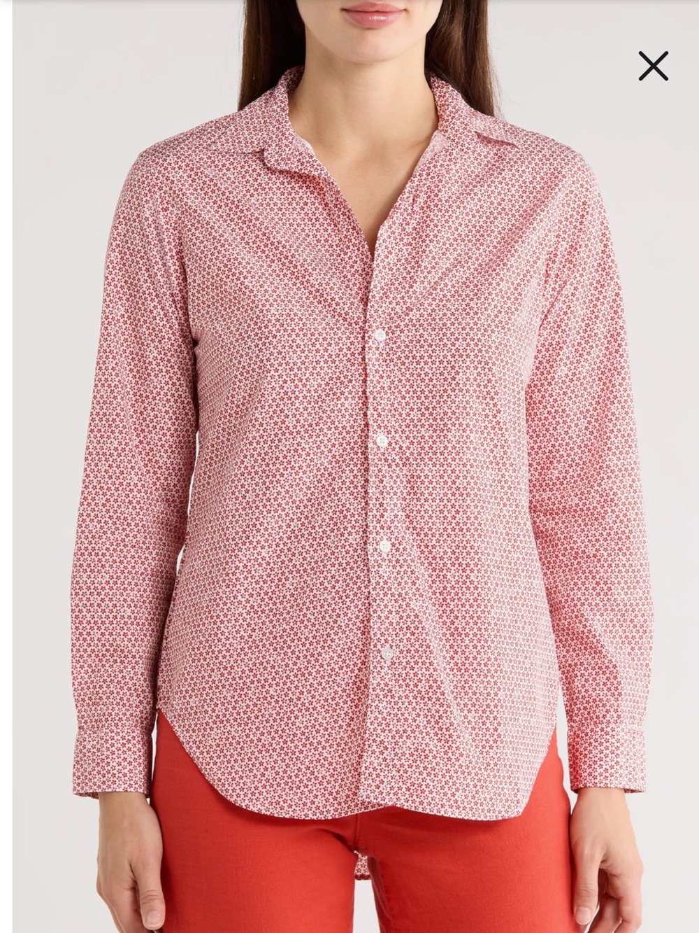 Frank and Eileen Classic Eileen Relaxed Button-Up Shirt Small Red Flowers